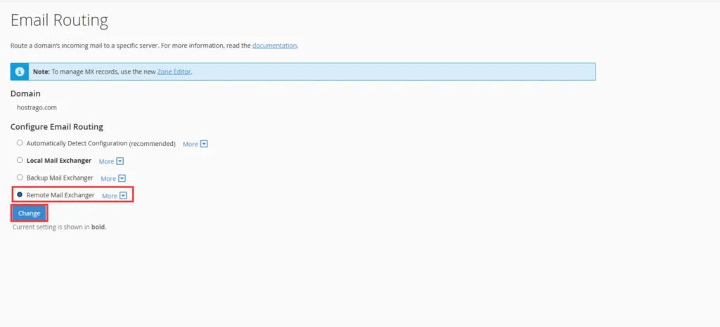 Choose Remote Mail Exchanger or Correct Setting
