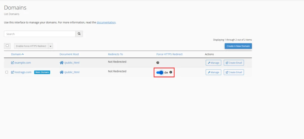 Enable Force HTTPS Redirect