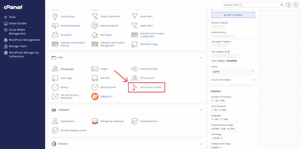 Git Version Control in cPanel
