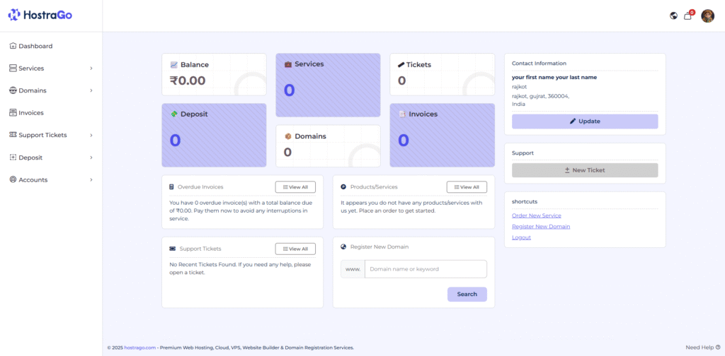 HostraGo Dashboard