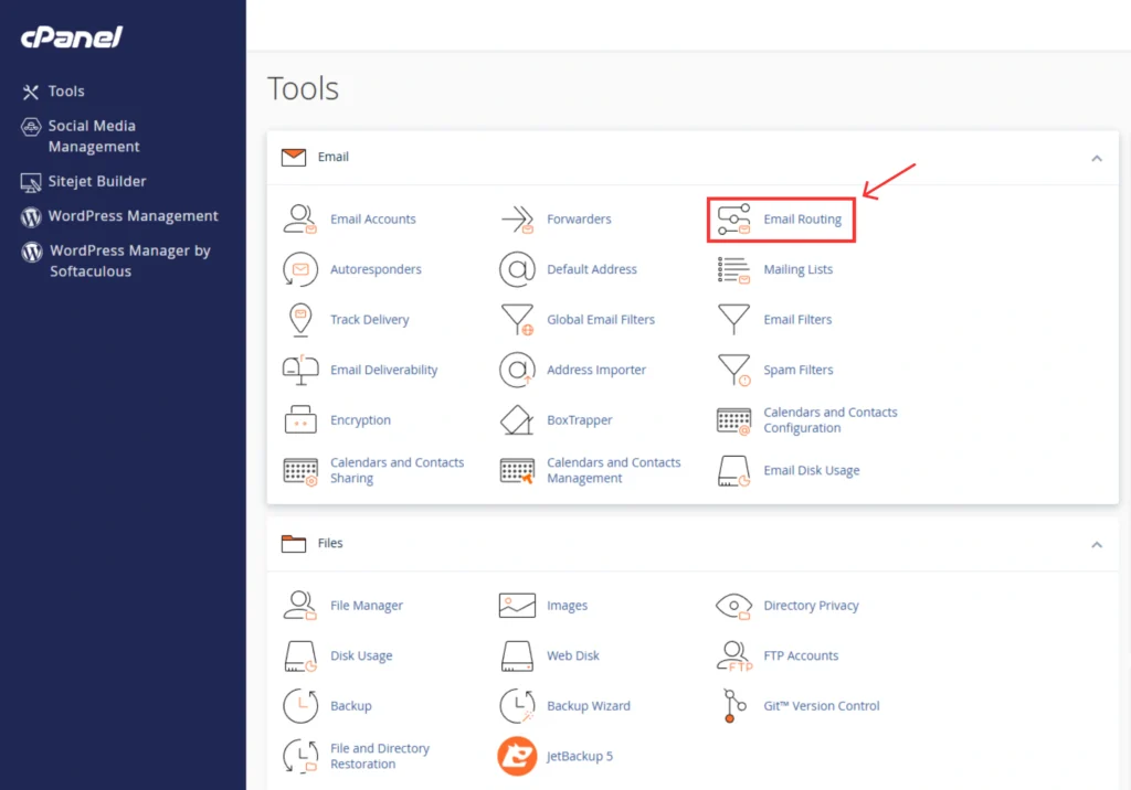 Navigate to the Email Routing Option