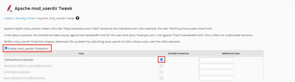 Re-enabling mod_userdir protection