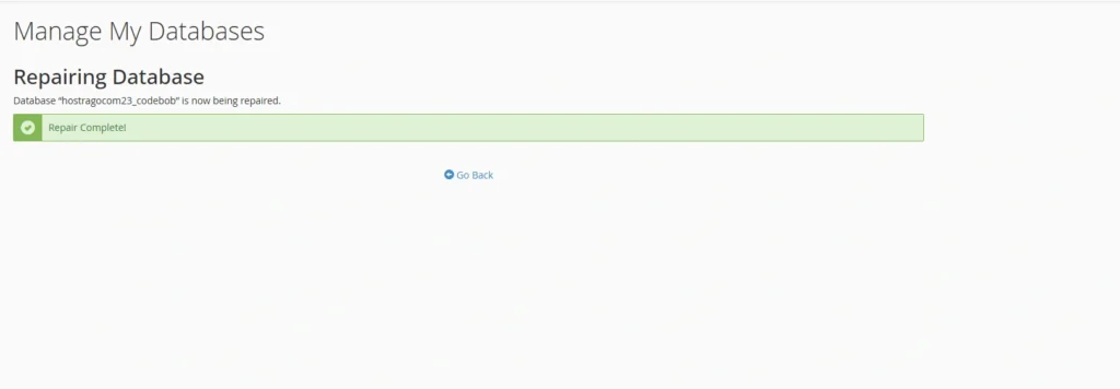 Repair Database button.