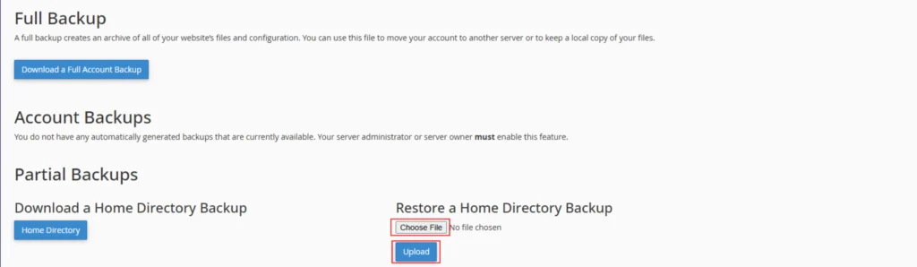 Restore a Home Directory Backup
