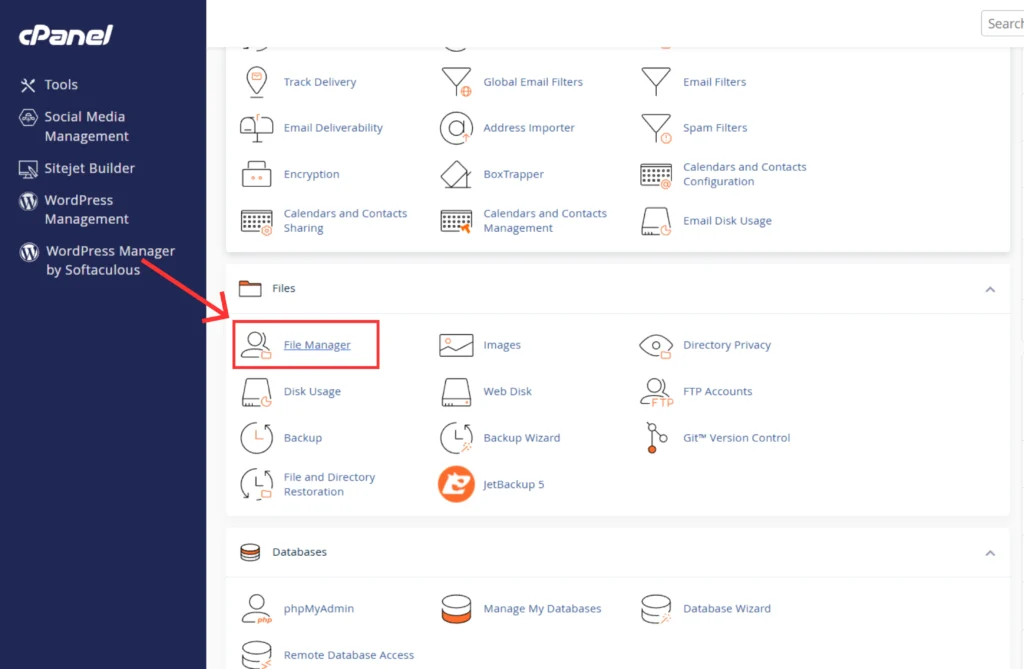 Screenshot of File Manager icon in cPanel dashboard