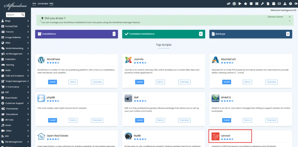 Select Laravel Framework