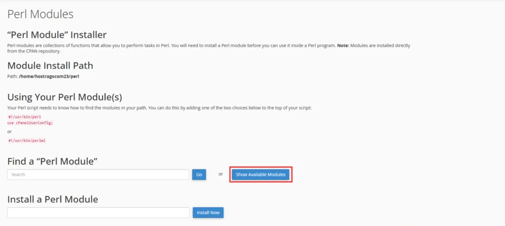 Show Available Module button.