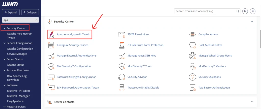 Tweak Settings in WHM sidebar