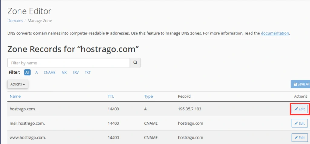 Edit DNS Records