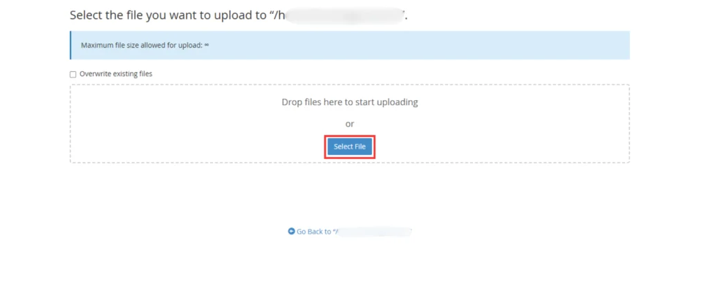 Upload Button highlighted in File Manager