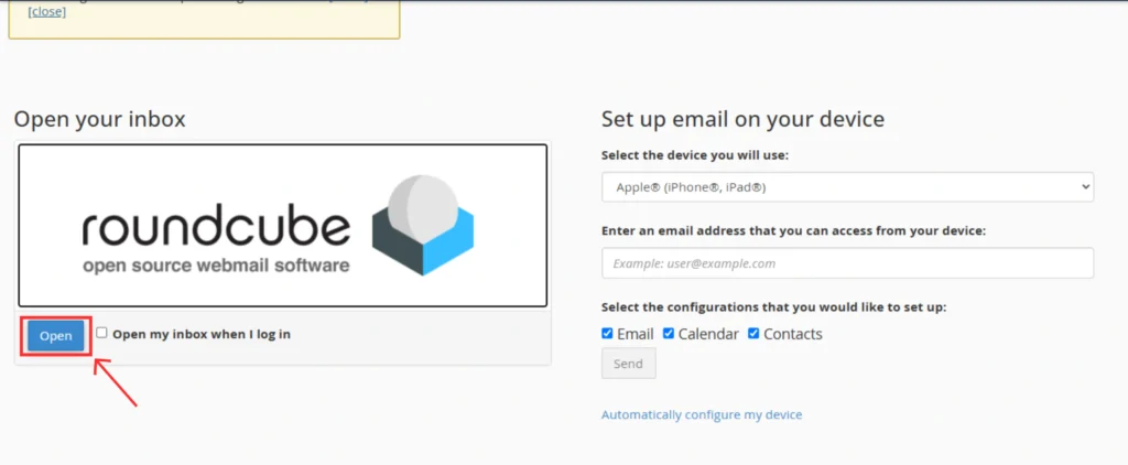 Webmail Client Selection Page