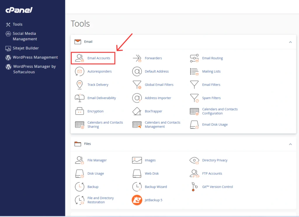 cPanel Email Section