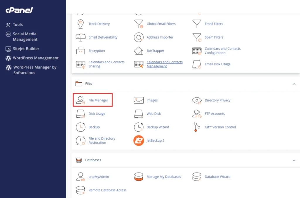 ighlighting File Manager in Hostrago cPanel
