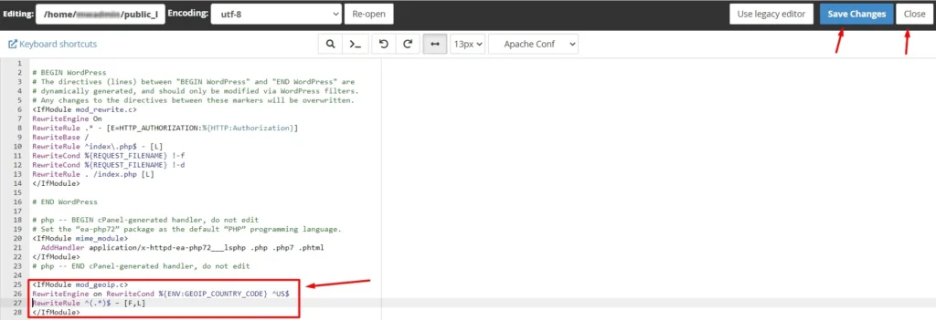 Block Country Traffic via .htaccess