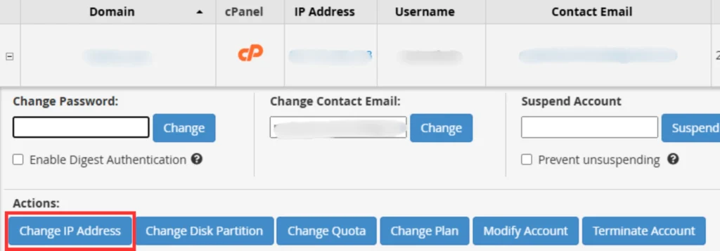Click on change the IP Address.