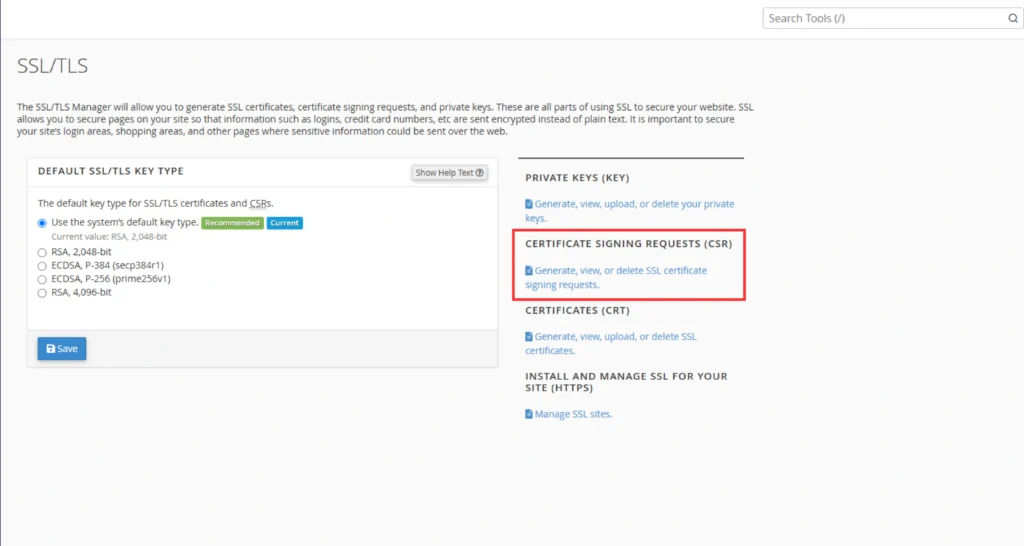 Click on ‘Certificate Signing Requests (CSR)’