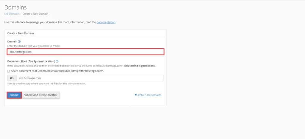 Create the domain