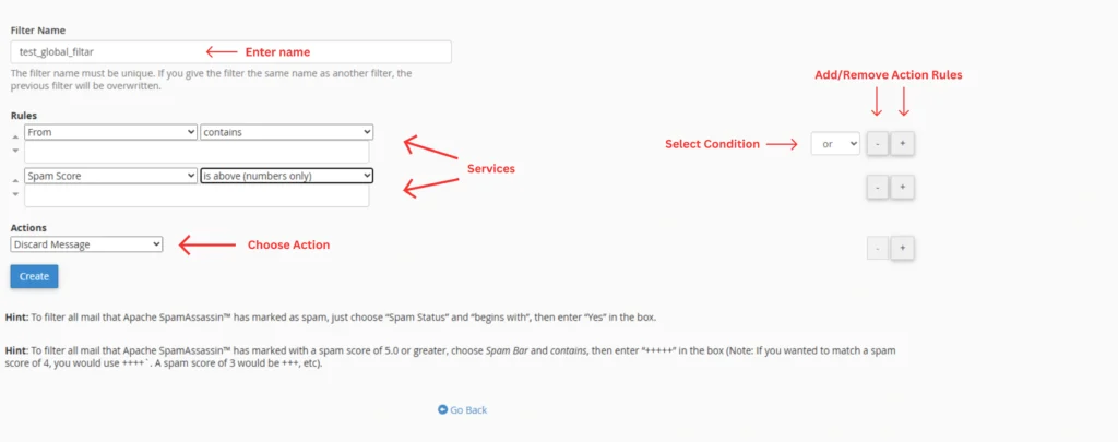 Define Rules for Filtering