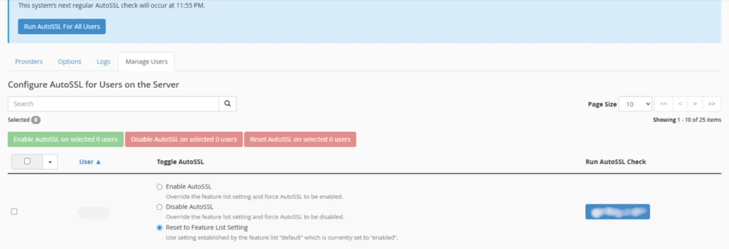 Enable AutoSSL for cPanel Users