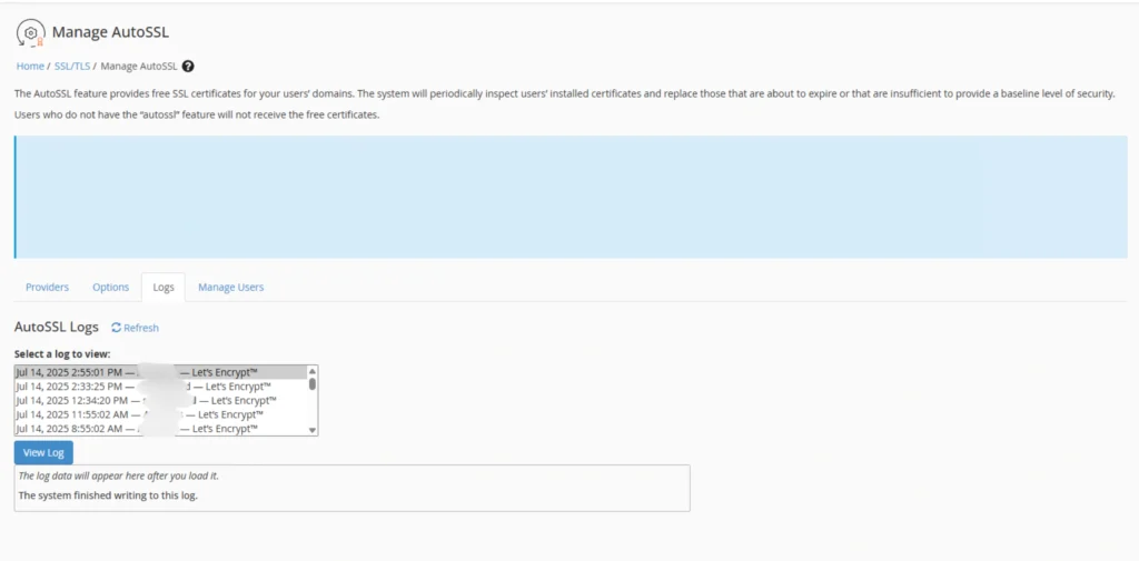 Manage SSL Logs