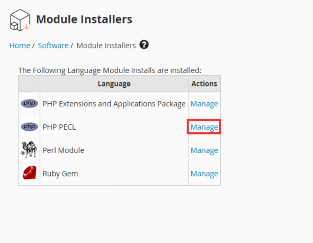 Manage for PHP Pecl
