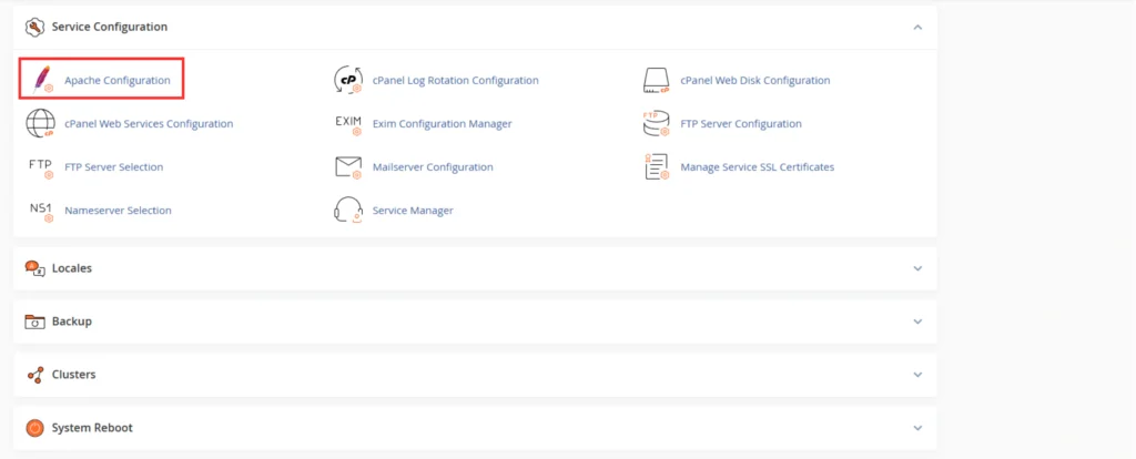 Navigate to Apache Configuration