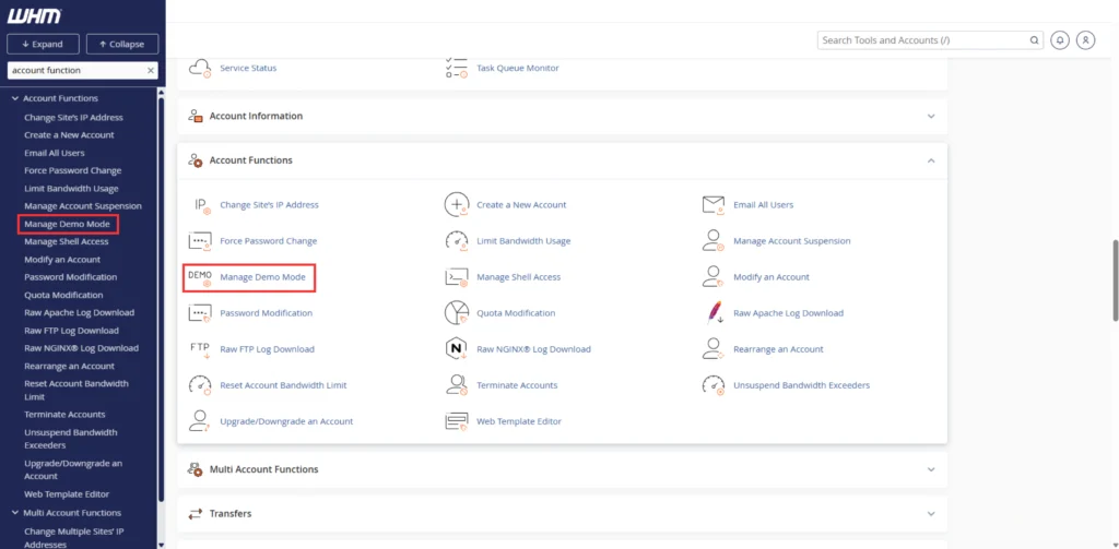 Navigate to ‘Modify an Account’