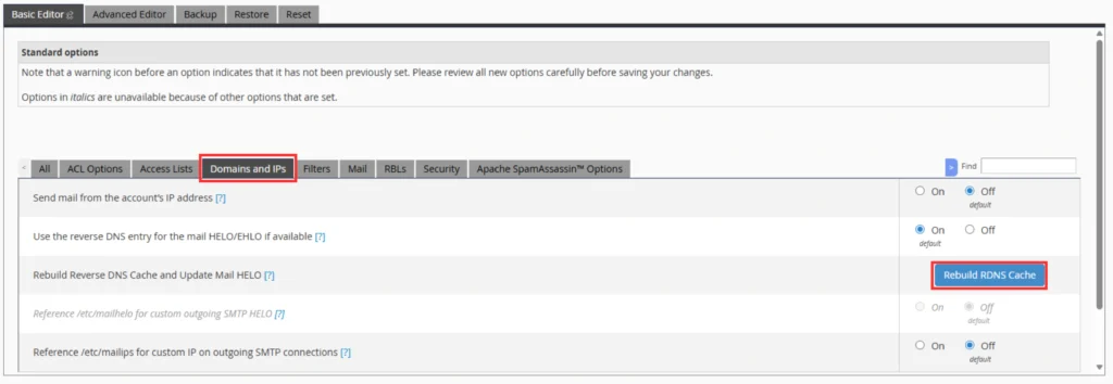 Rebuild Reverse DNS Cache