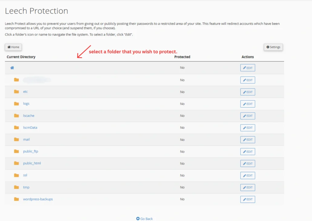 Select the Directory