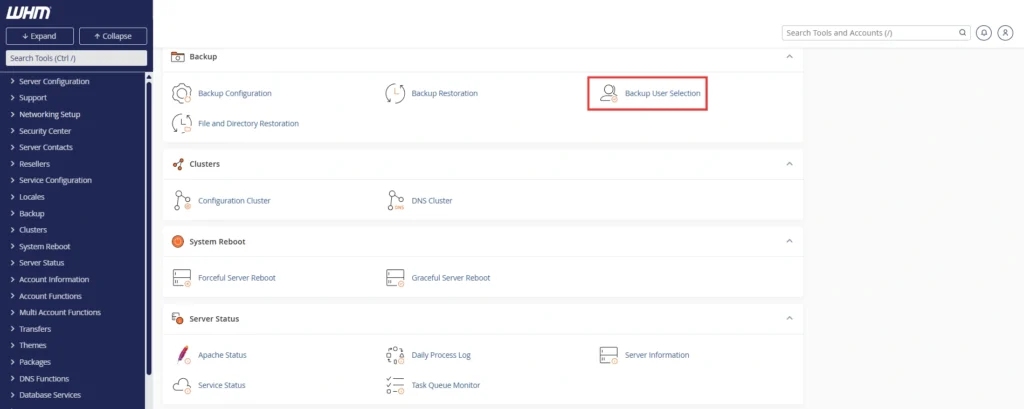 Backup User Selection