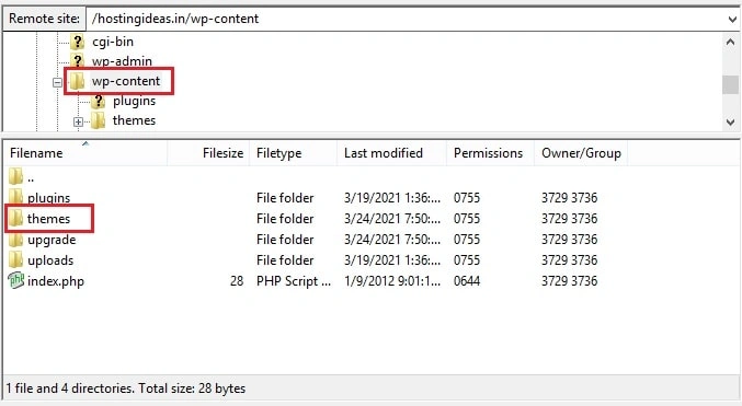 Navigate to wp content