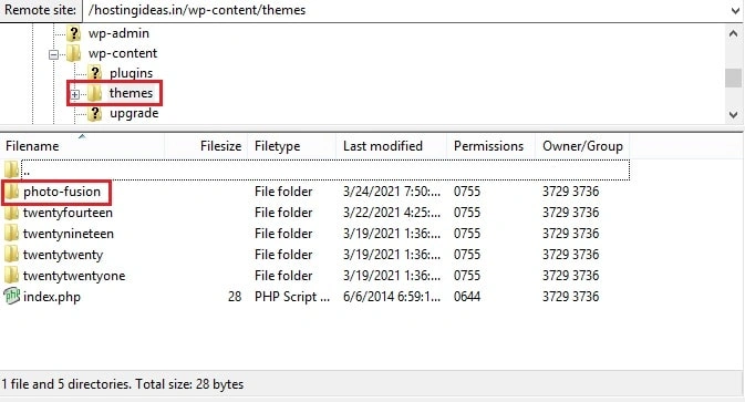 Right-click the theme folder