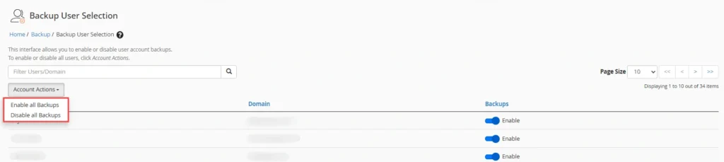 enable backup