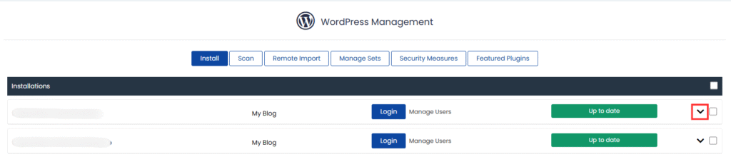 Access the WordPress Management Tool