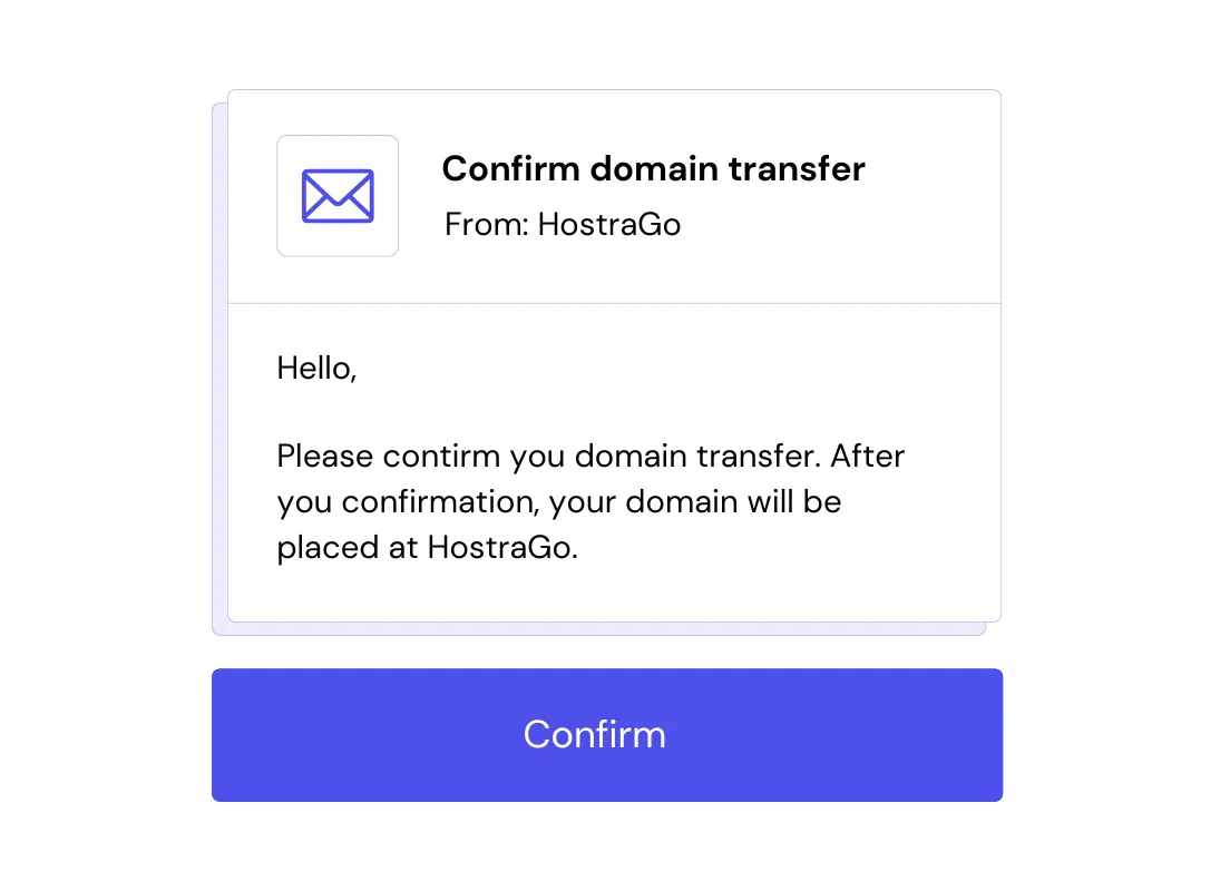 Confirm domain transfer email