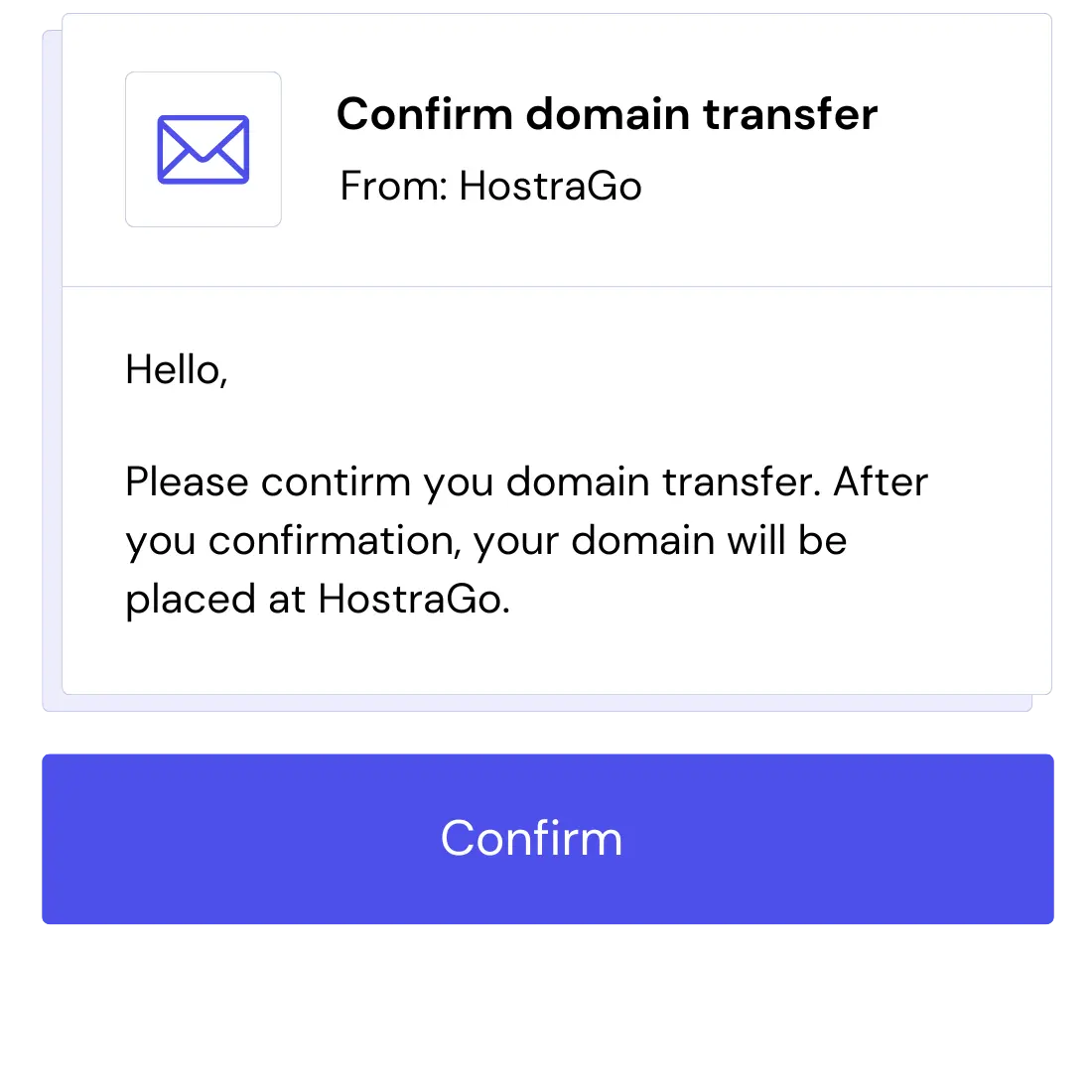 confirm domain transfer mobile